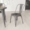 Merrick Lane Banks Indoor/Outdoor Stacking Metal Dining Chair with Single Slat Back and Distressed Powder Coated Finish